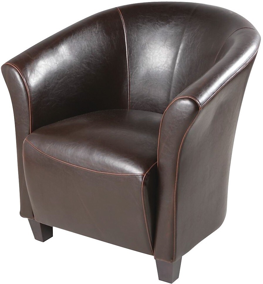 Ethan Faux Leather Accent Chair Brown The Brick